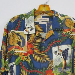 Mens SILK Seasons Greetings Button Front Shirt Copyright Print Santa